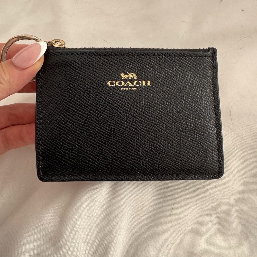Coach Black Textured Leather Key Pouch
